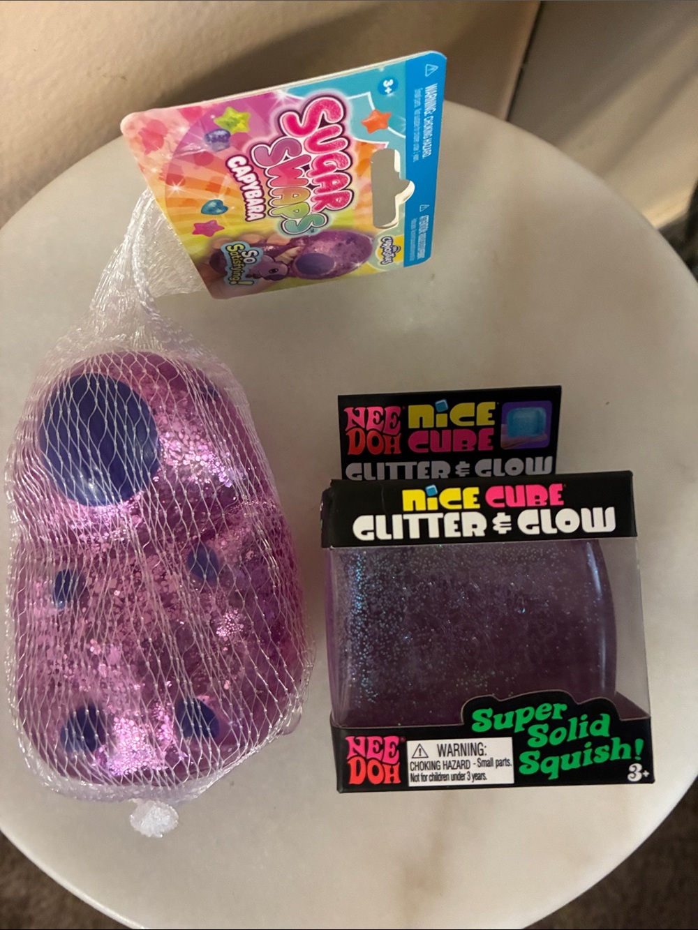 NeeDoh Nice Cube Glitter & Glow Super Solid Squish - Purple